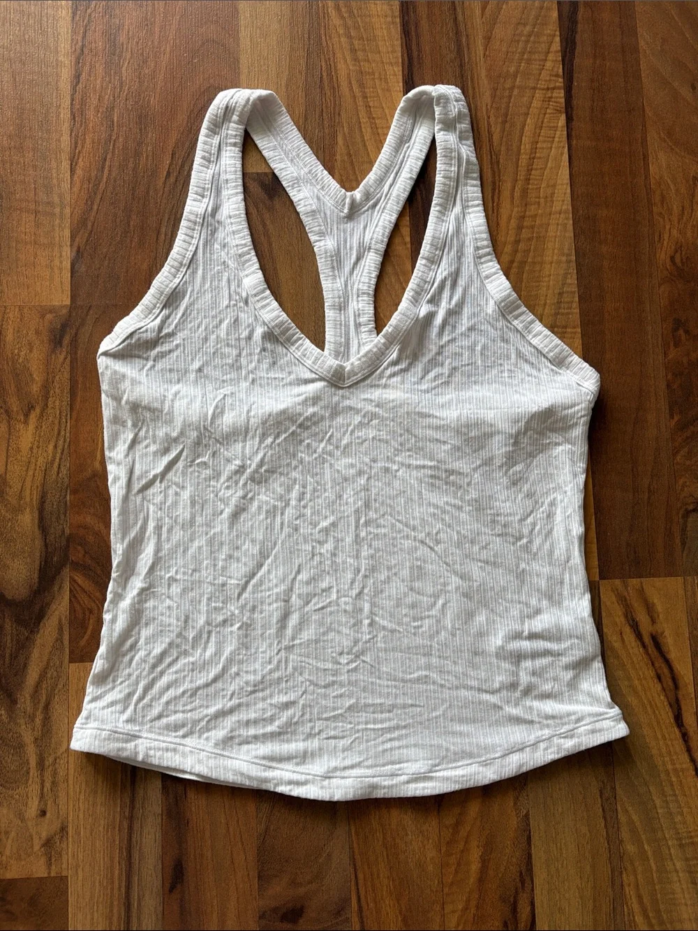 Athleta White Ribbed Racerback Tank Size M - Picture 1 of 8